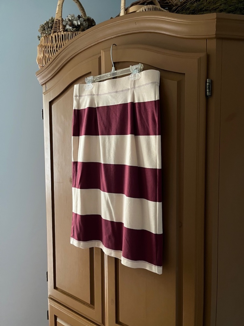 NWT Down East Ponte Pencil Skirt, Russet Stripe, Medium